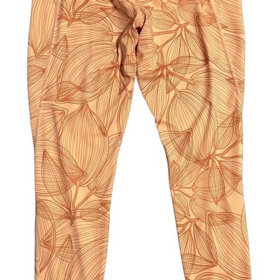 Buffbunny Workout Leggings Sz Medium Orange Floral Stretchy Yoga Gym Athleisure