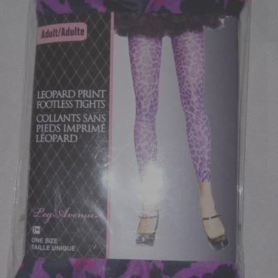 Leg Avenue Leopard Print Pink and Black Footless Tights Pantyhose Fits 90-160 lb