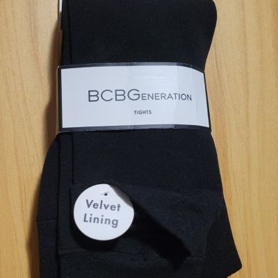 Med New BCBGeneration Black Velvet Lined Footless Tights