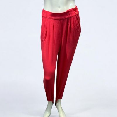 Chaus 90s Coral Red Stirrup Pants, Size 8, Vintage Retro Casual Style