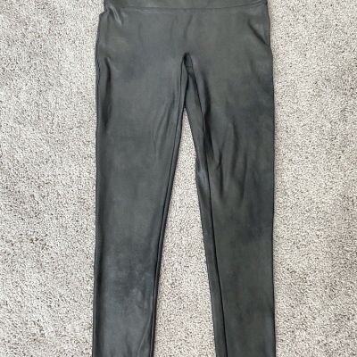 Spanx Leggings Women's Black Faux Leather Like Pull On Stretch Sz M