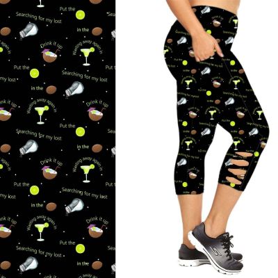 Margarita Leggings  Criss Cross  Capri Style Party in Black with Pockets