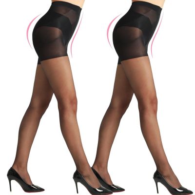 Control Top Pantyhose for Women Tummy Control Sheer Tights Black Nylons Shapi...