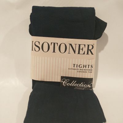 Vintage Isotoner Tights Ultimate Microfiber Control Top Collection Navy Medium