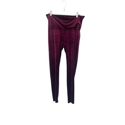 Spanx Plus Burgundy Pull On Stretch Soft Slimming Chic Velvet Leggings Size 2X