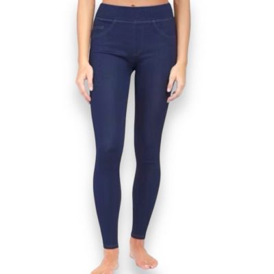 Large Assets By Spanx Blue Denim Jeggings Compression Pull On Style