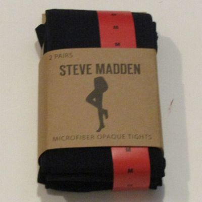 STEVE MADDEN 2 Pack Microfiber Opaque Tights Black Size Medium