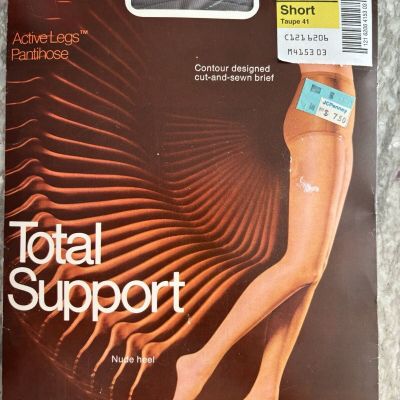 Vintage JCPenney Active Legs Total Support Pantihose Short Taupe Pantyhose