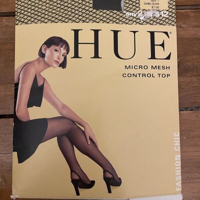 HUE Micro Mesh Control Top Dark Olive Panty Hose / Tights / Nylons Size 1