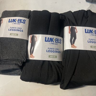 3 Muk Luks Lukees Fleece-Lined Leggings Size M/L