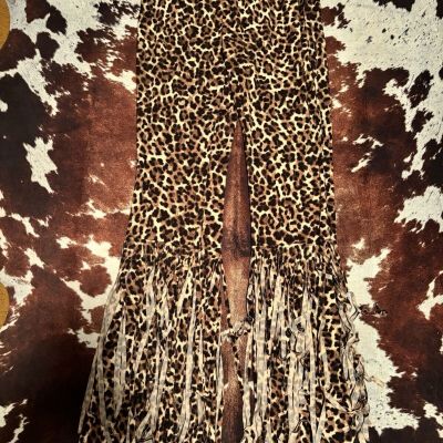 Women’s Fringed Leggings Small Cheetah