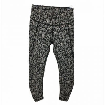 Calia Black Floral Leggings Yoga Crops Womens Small Pull on