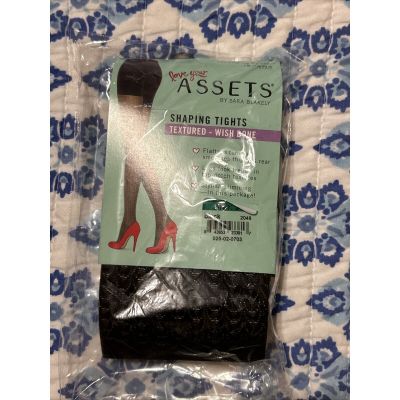 Assets Shaping Tights Textured - Size 3 Wish Bone Black Spanx Sara Blakely