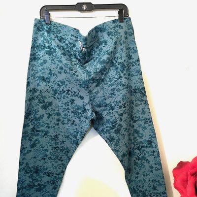 OLD NAVY FLORAL HIGH-WAISTED CROPPED PULL-ON LEGGINGS - GREEN SIZE 2X