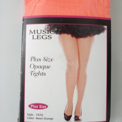 MUSIC LEGS Tights Plus Size OPAQUE Style 747Q Concert Neon Orange NEW IN PACKAGE