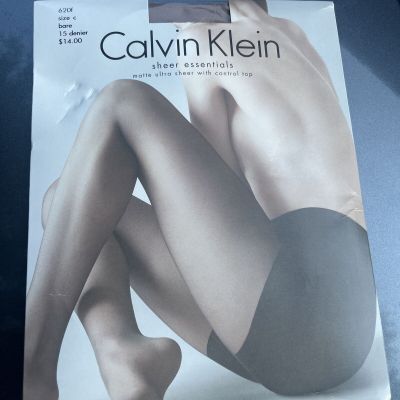 Calvin Klein Womens Matte Ultra Sheer Pantyhose Control Top Bare Size C ESF17180