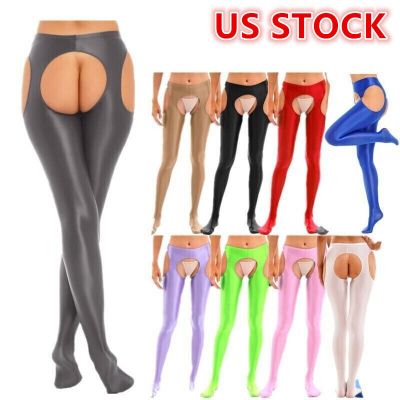 Women's Oil Silk Hollow Out Opaque Tights Pantyhose Thigh High Stockings Pants