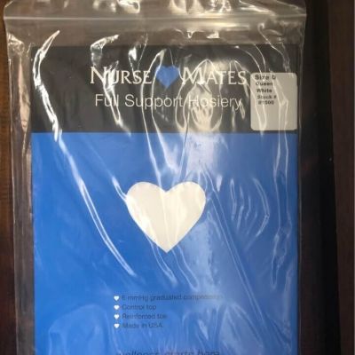 NEW Nurse Mates Compression Full Support Pantyhose White Size D Queen