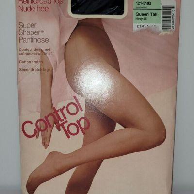 JCPenney Super Shaper Pantyhose Size Queen Tall Navy Control Top New With Tags