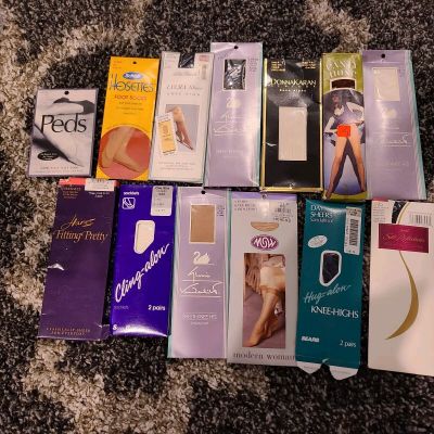 Over 20 Pair Knee High Pantyhose Nylon Double Layer Band Premium Stretch Nylon