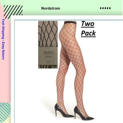 2  pack Nordstrom Tights Fish Net Fishnet Black Size no374588M  S/M