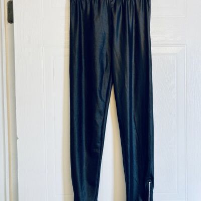 Kardashian Kollection Womens Size Medium Ankle Leggings Black Shiny Stretch