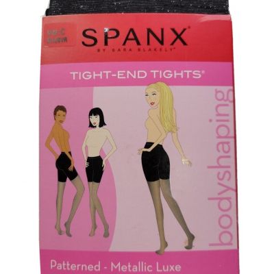 Spanx tight-end Tights Size C Metallic Luxe Patterned Women Size C Black Silver