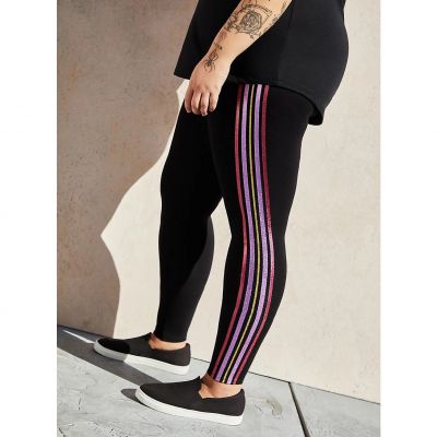 NWT Torrid Multicolor Mesh Side Stripe Black Leggings Plus Size: 2X (18/20)