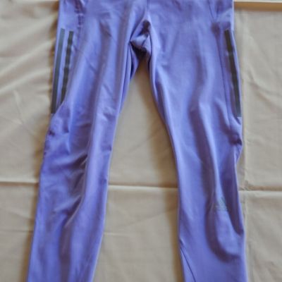 Adidas Running Primegreen Leggings Yoga Exercise Lavender Reflector Stripes Sz S