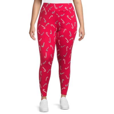 Terra & Sky Women's Plus Size Holiday Leggings 1 X (16W-18W) Candy Cane Color