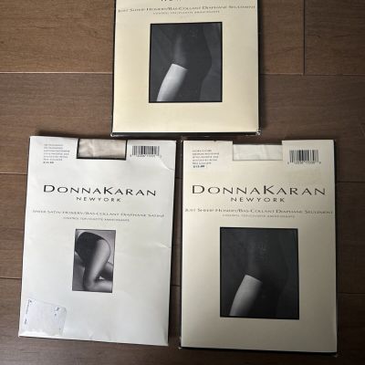 Vintage Donna Karan Medium Pantyhose Hosiery Palomino Ivory Control Lot Of 3