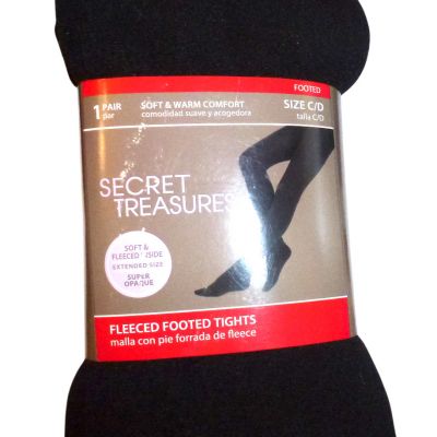 Secret Treasures soft & warm comfort footed fleece tights super opaque black C/D