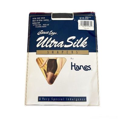 Vintage Hanes Great Legs Ultra Silky Sheer Shapers - Navy Blue Size EF