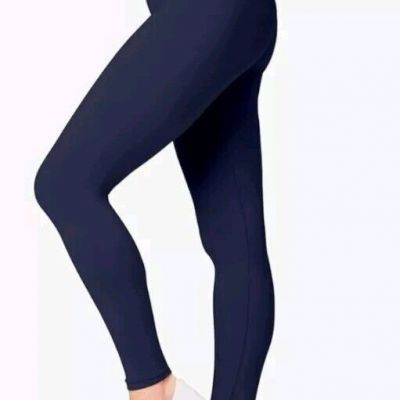 SATINA High Waisted Leggings Navy Blue Full Length One Size Fits All -Plus Size