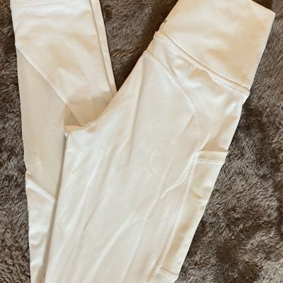 AERIE Chill Play Move Womens Small White 7/8  Leggings Mesh Insets