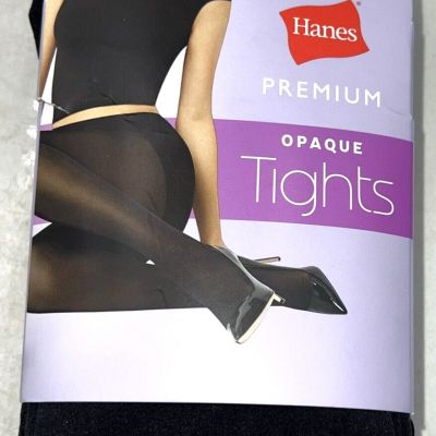 Hanes Premium Tights Womens Large Black Opaque Shaping Panty 2 pair