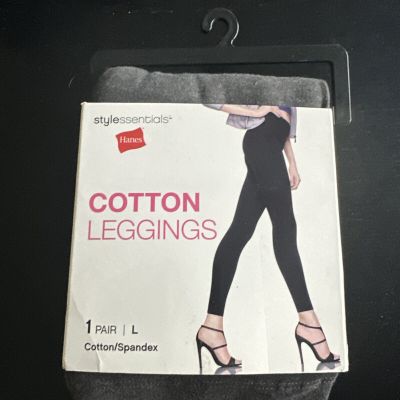 Hanes Women' Style Essentials Heather Grey Cotton Spandex Leggings Size Lg 12-14