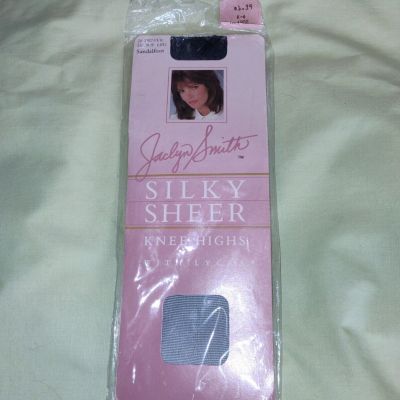 NWT Vintage Jaclyn Smith Lycra Silky Sheer Knee Highs True Navy Fits 8.5x11