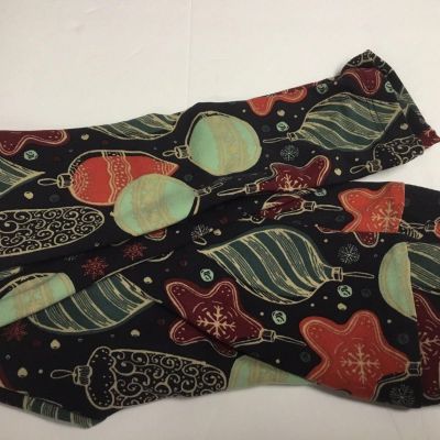 LuLaRoe Kids S/M Leggings Christmas Merry Bright Holiday 2018 Black Ornaments