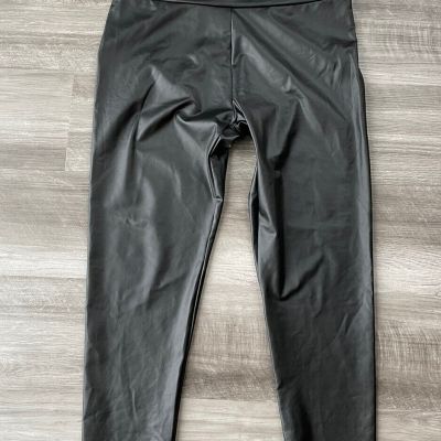 SHEIN Black Faux Leather Pants Leggings Size XL Stretch