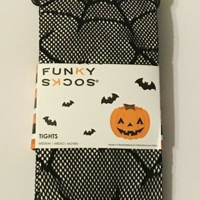 NEW FUNKY SOCKS SPIDERWEB FISHNET DESIGN TIGHTS BLACK HALLOWEEN M