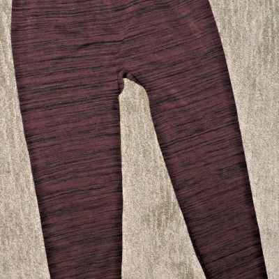 Terra & Sky Woman's PLUS Fleece legging SZ 0X(14W)~Wine/black poly/spandex NWOT