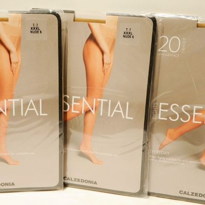 Calzedonia 20 denier Silky Sheer Plus Size Pantyhose 3 pairs size 7 XXXL