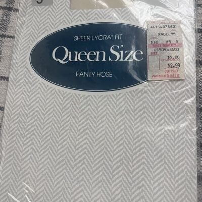 Vintage Evan Picone Panty Hose Queen Sz plus 2 XL Bone Beige Made in USA