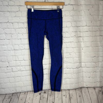 Lululemon Women's Size 4 Blue Black High Rise Cropped Leggings Style# Z40416