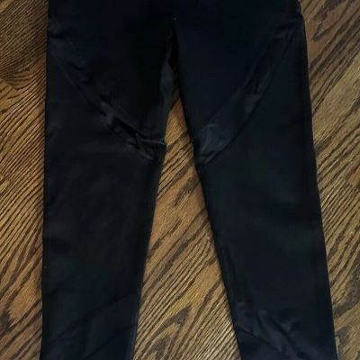 Aerie Black Chill Play Move Ankle Mesh Sheer Diagonal Detail Leggings Size S