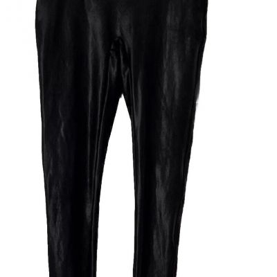 SPANX Womens Medium High Waist Faux Leather Black Coated Leggings NWT $98 976