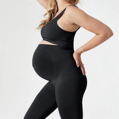 BLANQI Everyday Maternity Belly Support Leggings, Black, Cropped, Capri, XL