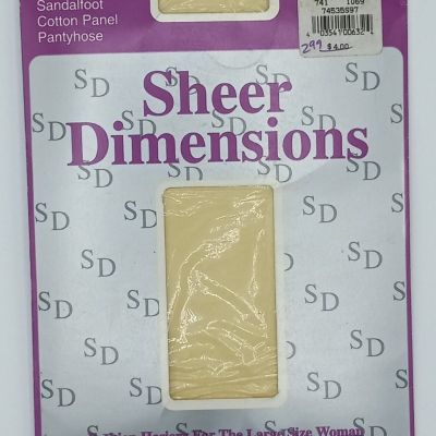 Sheer Dimensions Sorbet Ivory Sandalfoot Hosiery Pantyhose Plus Size B NOS