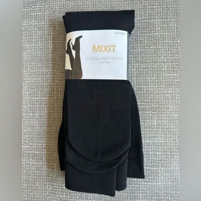 MIXIT Fleece Lined Footed Tights In Black size Queen or XXL